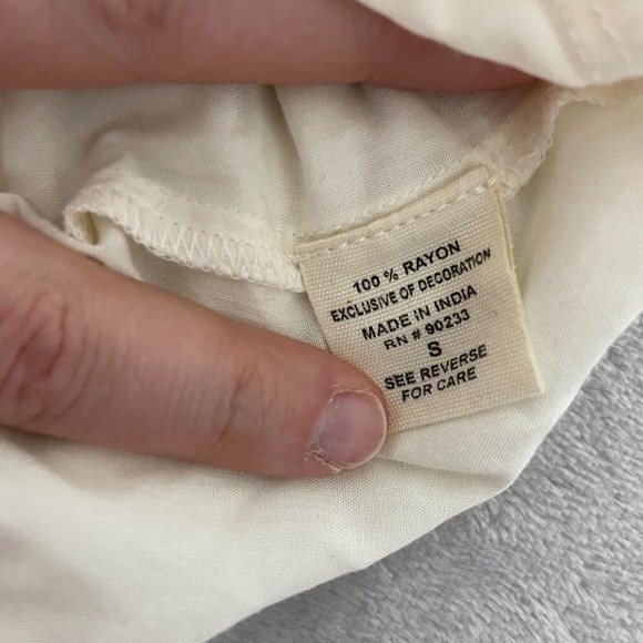 LA Hearts Spaghetti Strap Cropped Long Sleeve Tee Shirt Small White Bohemian - Picture 5 of 6